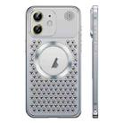 For iPhone 12 Spring Buckle MagSafe Magnetic Metal Aromatherapy Phone Case(Silver) - 1