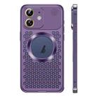 For iPhone 12 Spring Buckle MagSafe Magnetic Metal Aromatherapy Phone Case(Purple) - 1