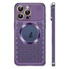 For iPhone 12 Pro Max Spring Buckle MagSafe Magnetic Metal Aromatherapy Phone Case(Purple) - 1