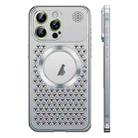 For iPhone 13 Pro Max Spring Buckle MagSafe Magnetic Metal Aromatherapy Phone Case(Silver) - 1