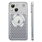 For iPhone 14 Spring Buckle MagSafe Magnetic Metal Aromatherapy Phone Case(Silver) - 1