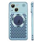 For iPhone 14 Plus Spring Buckle MagSafe Magnetic Metal Aromatherapy Phone Case(Blue) - 1