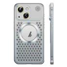 For iPhone 14 Plus Spring Buckle MagSafe Magnetic Metal Aromatherapy Phone Case(Silver) - 1