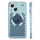 For iPhone 15 Spring Buckle MagSafe Magnetic Metal Aromatherapy Phone Case(Blue) - 1
