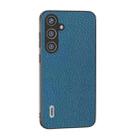 For Samsung Galaxy S24+ 5G ABEEL Genuine Leather Litchi Texture Phone Case(Blue) - 1