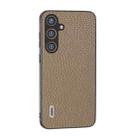 For Samsung Galaxy S24+ 5G ABEEL Genuine Leather Litchi Texture Phone Case(Grey) - 1