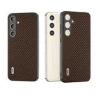 For Samsung Galaxy S24+ 5G ABEEL Carbon Fiber Texture Protective Phone Case(Dark Brown) - 1