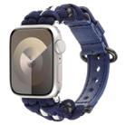 For Apple Watch Series 9 45mm Paracord Genuine Leather Watch Band(Royal Blue) - 1