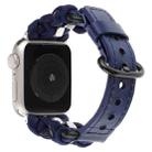 For Apple Watch Series 9 45mm Paracord Genuine Leather Watch Band(Royal Blue) - 4