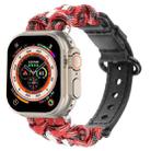 For Apple Watch Ultra 2 49mm Paracord Genuine Leather Watch Band(Black Red Camo) - 1