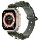 For Apple Watch Ultra 2 49mm Paracord Genuine Leather Watch Band(Army Green) - 1