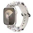 For Apple Watch Series 8 41mm Paracord Genuine Leather Watch Band(White Khaki) - 1