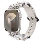 For Apple Watch Series 8 45mm Paracord Genuine Leather Watch Band(White Khaki) - 1