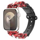 For Apple Watch Series 7 41mm Paracord Genuine Leather Watch Band(Black Red Camo) - 1
