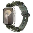 For Apple Watch Series 7 41mm Paracord Genuine Leather Watch Band(Army Green) - 1