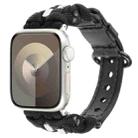 For Apple Watch Series 4 40mm Paracord Genuine Leather Watch Band(Black) - 1