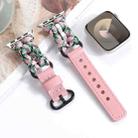 For Apple Watch Series 2 38mm Paracord Genuine Leather Watch Band(Pink Camo) - 2