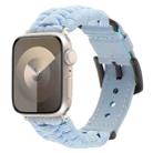 For Apple Watch SE 2023 44mm Plain Paracord Genuine Leather Watch Band(Baby Blue) - 1