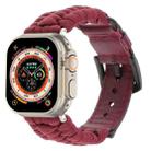 For Apple Watch Ultra 2 49mm Plain Paracord Genuine Leather Watch Band(Wine Red) - 1