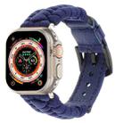 For Apple Watch Ultra 2 49mm Plain Paracord Genuine Leather Watch Band(Royal Blue) - 1
