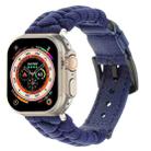 For Apple Watch Ultra 49mm Plain Paracord Genuine Leather Watch Band(Royal Blue) - 1