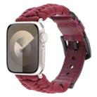 For Apple Watch SE 2022 40mm Plain Paracord Genuine Leather Watch Band(Wine Red) - 1