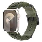 For Apple Watch Series 7 41mm Plain Paracord Genuine Leather Watch Band(Army Green) - 1