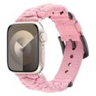 For Apple Watch Series 2 38mm Plain Paracord Genuine Leather Watch Band(Pink) - 1