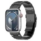 For Apple Watch SE 2023 44mm Safety Buckle Trapezoid Titanium Steel Watch Band(Black) - 1