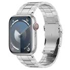 For Apple Watch SE 2023 44mm Safety Buckle Trapezoid Titanium Steel Watch Band(Silver) - 1