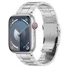 For Apple Watch Series 3 42mm Safety Buckle Trapezoid Titanium Steel Watch Band(Silver) - 1