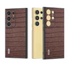 For Samsung Galaxy S24 Ultra 5G ABEEL Crocodile Texture Genuine Leather Phone Case(Brown) - 1