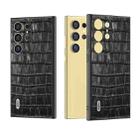 For Samsung Galaxy S24 Ultra 5G ABEEL Crocodile Texture Genuine Leather Phone Case(Black) - 1