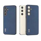 For Samsung Galaxy S24+ 5G ABEEL Genuine Leather + PC Litchi Texture Phone Case(Blue) - 1