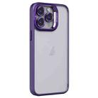 For iPhone 15 Pro Invisible Lens Holder PC + TPU Frosted Phone Case(Purple) - 1