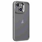 For iPhone 15 Plus Invisible Lens Holder PC + TPU Frosted Phone Case(Gray) - 1