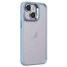 For iPhone 15 Plus Invisible Lens Holder PC + TPU Frosted Phone Case(Blue) - 1