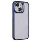 For iPhone 15 Plus Invisible Lens Holder PC + TPU Frosted Phone Case(Dark Blue) - 1