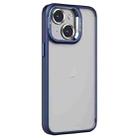 For iPhone 15 Invisible Lens Holder PC + TPU Frosted Phone Case(Dark Blue) - 1