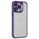 For iPhone 14 Pro Max Invisible Lens Holder PC + TPU Frosted Phone Case(Purple) - 1