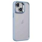 For iPhone 14 Plus Invisible Lens Holder PC + TPU Frosted Phone Case(Blue) - 1