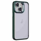 For iPhone 14 Plus Invisible Lens Holder PC + TPU Frosted Phone Case(Green) - 1