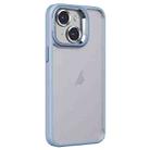 For iPhone 14 Invisible Lens Holder PC + TPU Frosted Phone Case(Blue) - 1