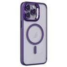 For iPhone 15 Pro Invisible Lens Holder PC + TPU Frosted MagSafe Phone Case(Purple) - 1