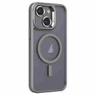 For iPhone 15 Plus Invisible Lens Holder PC + TPU Frosted MagSafe Phone Case(Gray) - 1