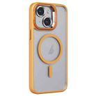 For iPhone 15 Plus Invisible Lens Holder PC + TPU Frosted MagSafe Phone Case(Orange) - 1
