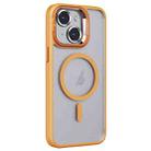 For iPhone 15 Invisible Lens Holder PC + TPU Frosted MagSafe Phone Case(Orange) - 1