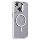 For iPhone 14 Plus Invisible Lens Holder PC + TPU Frosted MagSafe Phone Case(White) - 1