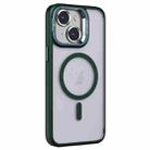 For iPhone 14 Plus Invisible Lens Holder PC + TPU Frosted MagSafe Phone Case(Green) - 1