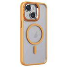 For iPhone 14 Invisible Lens Holder PC + TPU Frosted MagSafe Phone Case(Orange) - 1